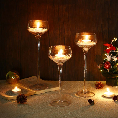 Набор из 3-х подсвечников, 20см, 23см, 26см, стекло, арт.74 (12/12)