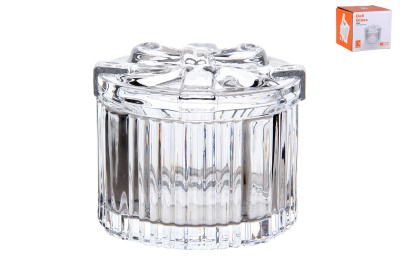 Ваза сервировочная с крышкой 8х6.3см (стекло) (1/48)