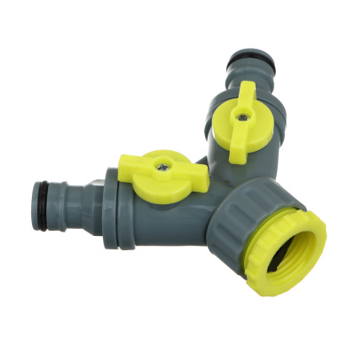 Разветвитель INBLOOM 2-х канальн. штуцерный 3/4"-1/2" регулируемый (пластик) (25/50)