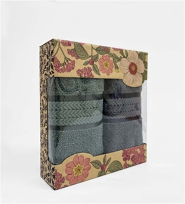 Набор подарочный "БОДРОСТЬ", 40х65 (2шт), 400 гр./м2, нефритовый/серый