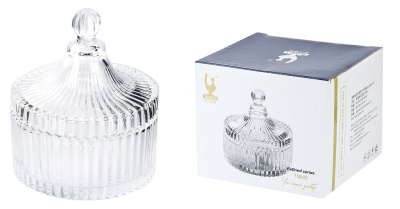 Сахарница с крышкой 10,5х12,5см (подарочная упаковка),стекло.(1/48)