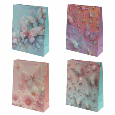 Пакет подарочный (бумага, плотность 210г/м2, блок 12шт), L31 W12 H40см (4в) (12/12)