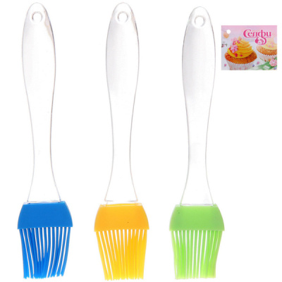 Кисточка кулинарная силиконовая 19*3,5см прозрачная ручка (пласт.,силикон)(25/600)