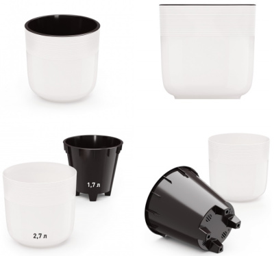 Горшок цв. "Линель" 2,7л двойной (белый) пласт.(уп.10)