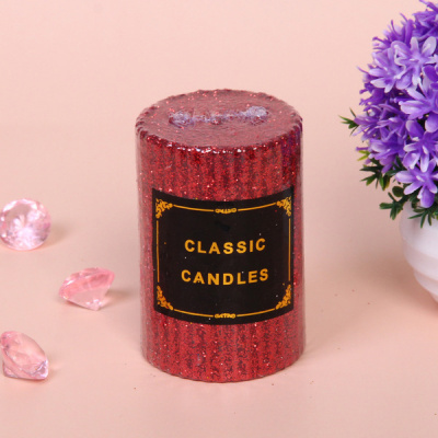 Свеча "Блестящий шик" 5*7,5 см, Красный (1/48)