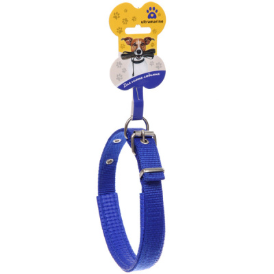 Ошейник д/собак однотонный "ЗООЛЕНД БРО" ,цв.синий, 2*48см (1/12)