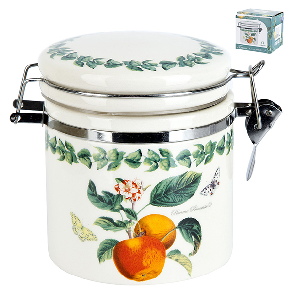 Банка для сыпучих продуктов (клипс)"Fruit Garden" 15х10х12см v=480мл (под.упаковка)керам.(1/24)