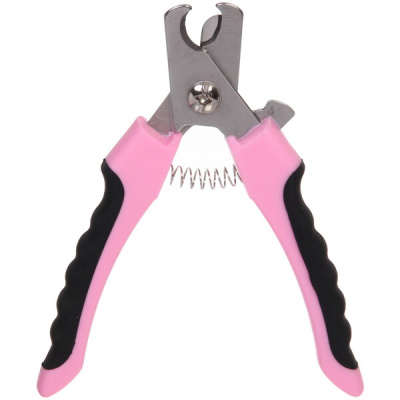 Когтерез д/животных "ЗООУЛЬТРА", пруж.механизм, прорез.ручка-волна,16см, цв. розово/черный (1/12)