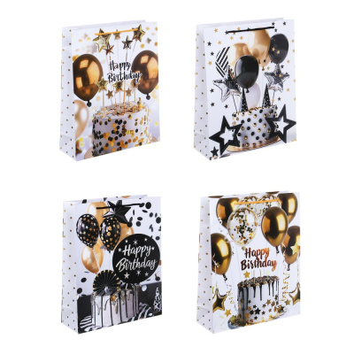 Пакет подарочный бумажный, 26x32x9 см, 128 гр, 4 диз, Шары (12/12)