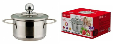 Кастрюля 1,0л,ст/кр, 3-х слойн.капсул.дно,зерк.полир.внутри и снаружи, п/у (нжс) (12)