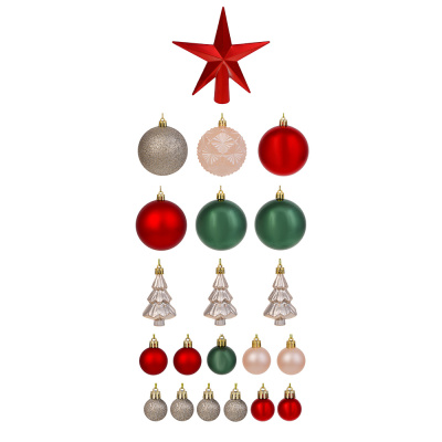 Набор шаров и украшений, 22 шт, 3см, 4см, 5см, 8см, красный, зеленый, шампань СНОУ БУМ (1/1)