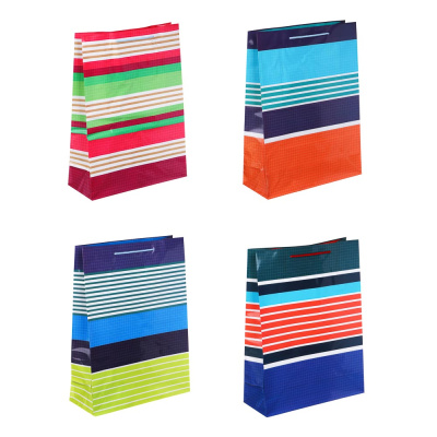 Пакет подарочный, бумажный, 31x42x12 см, 4диз, принт - полосы LADECOR (12/12)