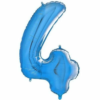 Шар фольгированный 32'/81см "Цифра 4" (синий) (1/20)