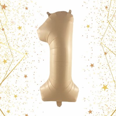 Шар фольгированный 32'/81см "Цифра "1" (шампань) (1/20)