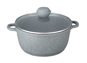 Кастрюля 6,0л 28см SILVER MARBLE ст/кр,сер.мрам.АП,ручка Soft touch(6)