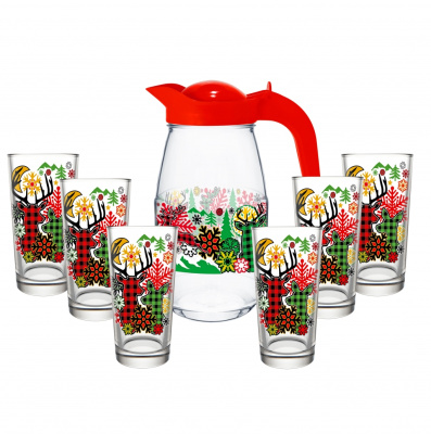 Набор для воды 7пр. "Скандинавия" (кувшин 1,5л+6 стаканов 0,25л)(стекло)(3)
