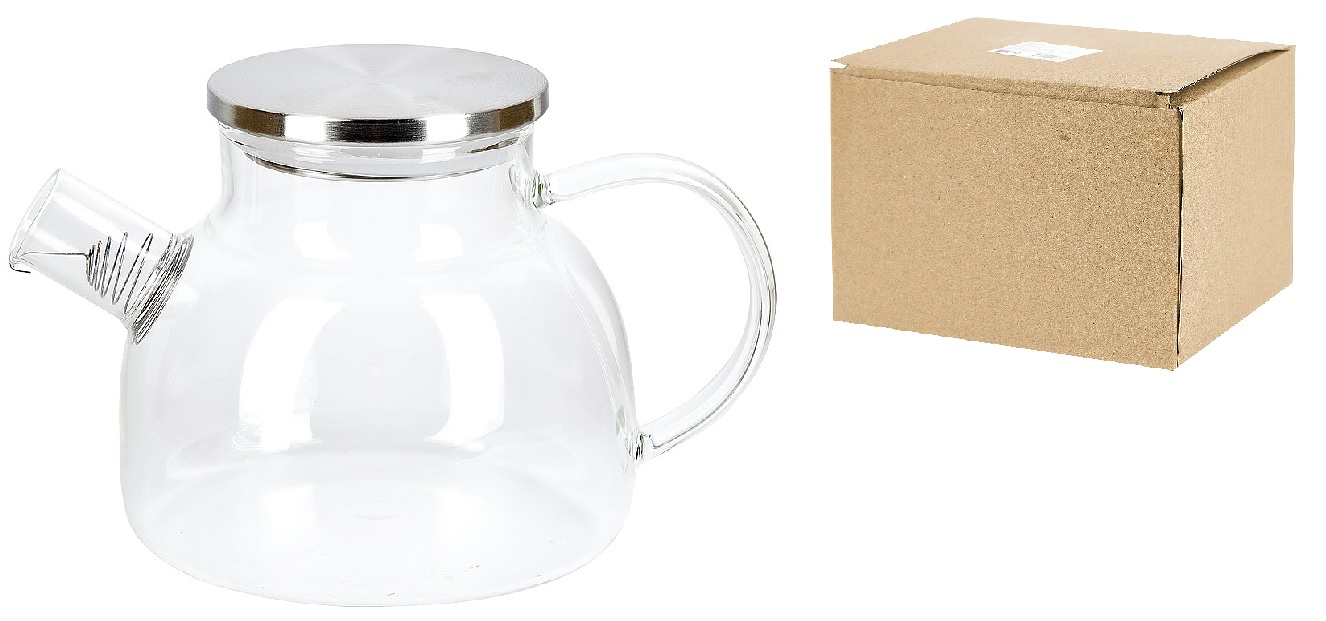 Чайник заварочный с фильтром-пружиной v=1100 мл (индивидуальная упаковка)борос.стекло(1/36)