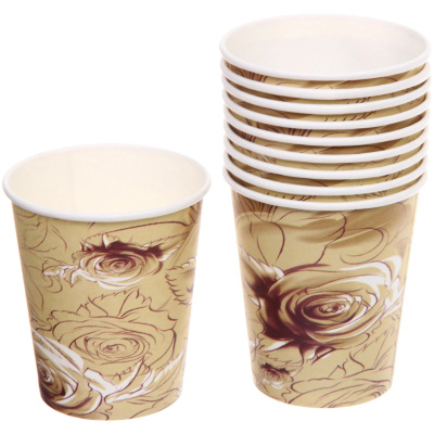 Стакан бумажный 0,2л в наборе 10 шт "Изящные цветы" (1/300)