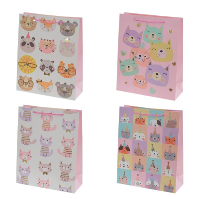 Пакет подарочный (бумага, плотность 210г/м2, блок 12шт), L26 W10 H32см (4в) (12/12)