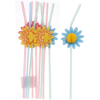 Трубочка д/коктейля "Цветущий сад", 24 см, d-5мм (набор 10 шт), микс (1/400)