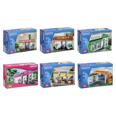 Конструктор "Городские здания" 15*10*5см,84-95дет,пластик ИГРОЛЕНД (1/6/96)