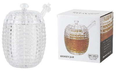 Медовница с ложкой  8х11см (стекло) (подарочная упаковка)(1/36)
