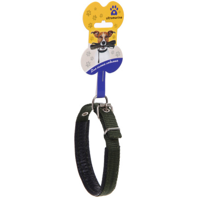 Ошейник д/собак однотонный "ЗООЛЕНД БРО"цв.хакки,1,5*43см (1/12)