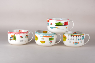 Кружка-бульонница 680мл Кухня (4диз) фарф. (6/48)