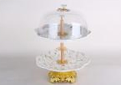 Ваза 2-х ярусная на ножке 25*25*35см с/кр фарф. (1/12)