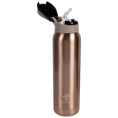 Термобутылка 500мл спортивная с трубочкой,(сталь,пласт.) цвет: бронзовый (1/60)