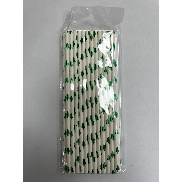 Трубочка д/коктейля "Зимняя красавица" 19,5 см d-6 мм (набор 25 шт), зеленый (1/400)