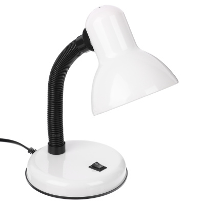 Лампа настольная, Е27, 28см, 40Вт, 220В, с выключ., шнур 75 см, белый FORZA (1/24)