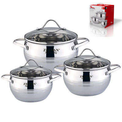 Набор посуды 6пр (кастр. 2.1л, 3.0л, 4.0л) комб. полир, шкала литража (нжс) п/у (1/4)