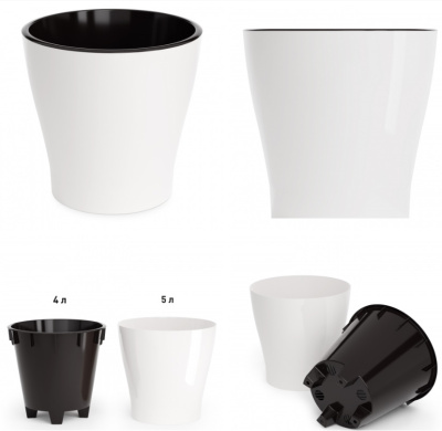 Горшок цв. "Лея" 5,0л двойной (белый) пласт.(уп.8)