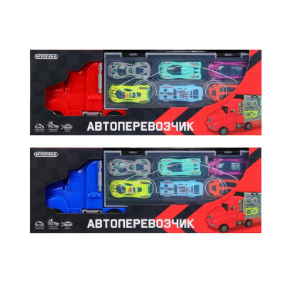 Автоперевозчик, с запуском, 6 машинок, PP, 37х14,2х7,3 см, 2диз ИГРОЛЕНД (1/24)