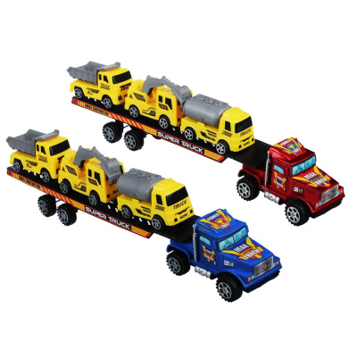 Тягач с прицепом и машинами 37,5*7*12см,инерц.,пластик ИГРОЛЕНД (1/24/48)