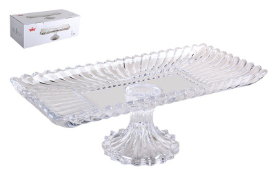 Блюдо сервировочное на ножке 33х16.5х12.5см (стекло) (1/8)
