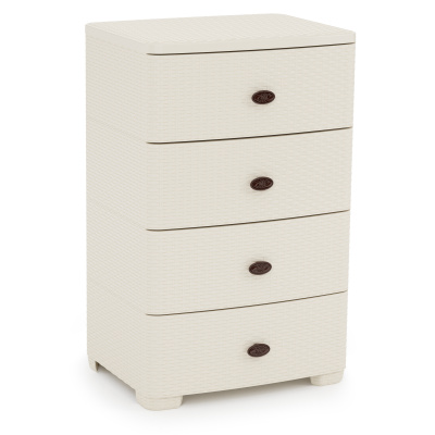 Комод широкий "Плетенка" 4-х секц. (слон.кость) пласт.(1)