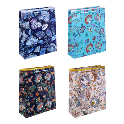Пакет подарочный, бумажный, 26x32x10 см, 4диз, цветочный узор, арт.1 LADECOR (12/12)