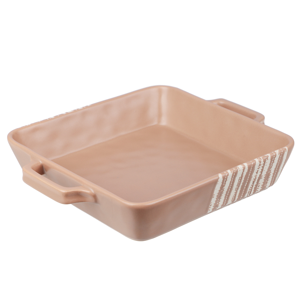Форма д/запекания и сервир. квадрат.с ручками, кер, 26х21х5см, 1,2л, бежевая MILLIMI (1/12)