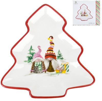 Блюдо "Рождественские гномы" 21х20см (керамика) (подарочная упаковка) (1/36)