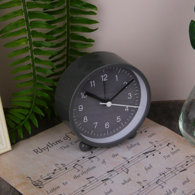 Будильник, 9,4x9,8x4 см, пластик, 1xAA, цвет серый LADECOR CHRONO (1/32)