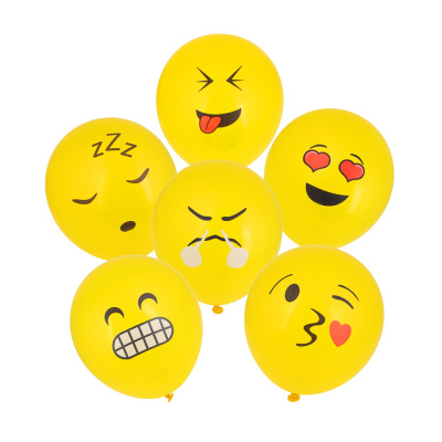 Набор воздушных шаров 6 шт, 12", с цветным рисунком Смайлы Капитан Весельчак (12/600)