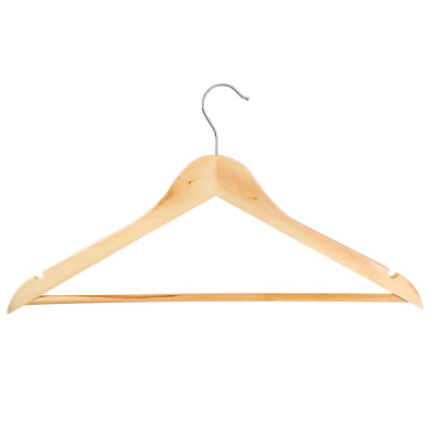 Вешалка для одежды деревянная 45см, натуральный цвет, хром, ЭКО (1/100)