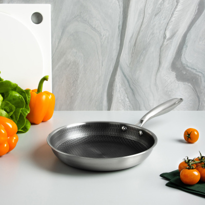 Сковорода Triply 3-х слойная 24х4,3см, нерж.сталь 18/10, АП "соты", инд SATOSHI Савона (1/10)