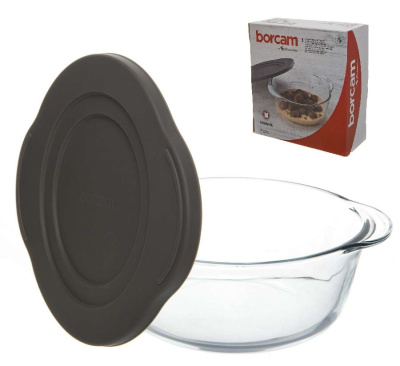 Кастрюля для запекания 1450мл c серой пл.крышкой (h=76мм) (1205791) жаропр.стекло (1/4)