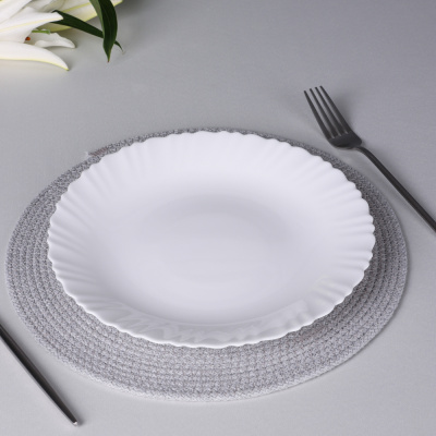 Тарелка 24см подстановочная, опаловое стекло, MILLIMI Бьянко Плюс (6/36)