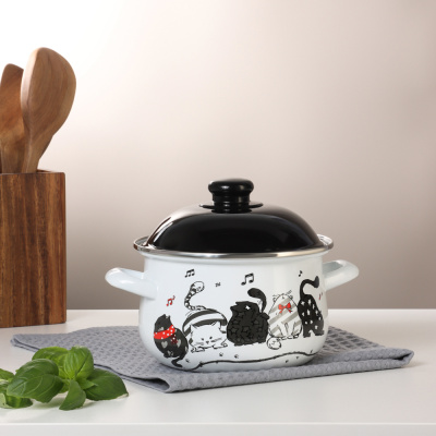 Кастрюля эмалированная, 18см, 2,0л, индукция Хвостатые друзья VETTA  (1/12)