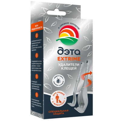 Удалитель клещей для людей и животных ”ДЭТА” набор 2шт (1/24)