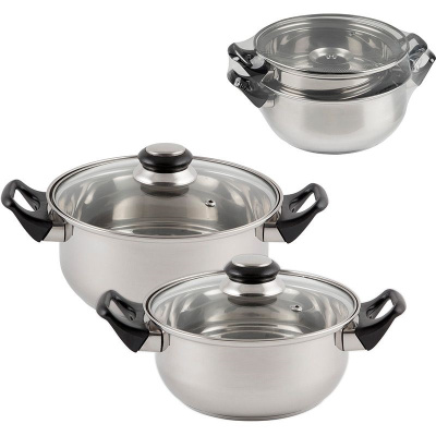 Набор посуды из 4 предметов BAKS-SET-4 из нерж стали (2 кастрюли с/кр - 2/2,8л; 18/20см диам.) (1/4)